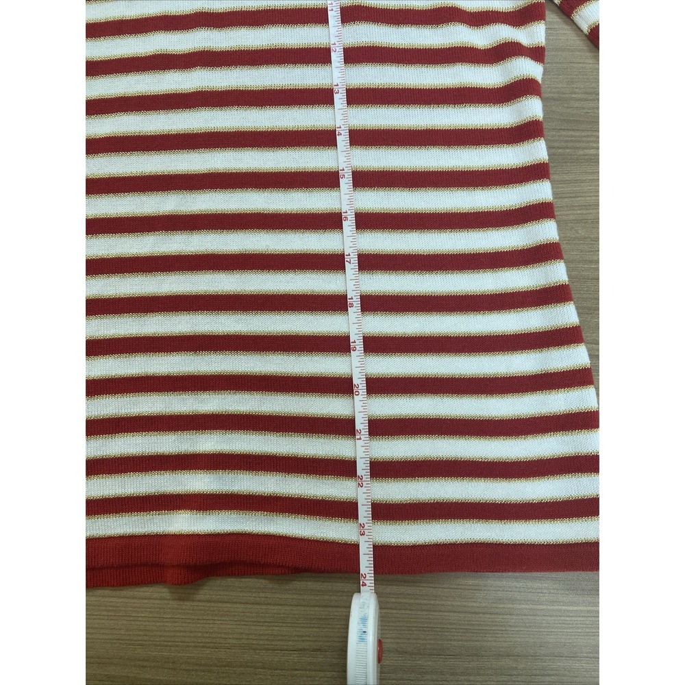 Vtg JH Collectibles Red White Gold‎ Sparkly Striped Womens Christmas Sweater 90s - Picture 5 of 6